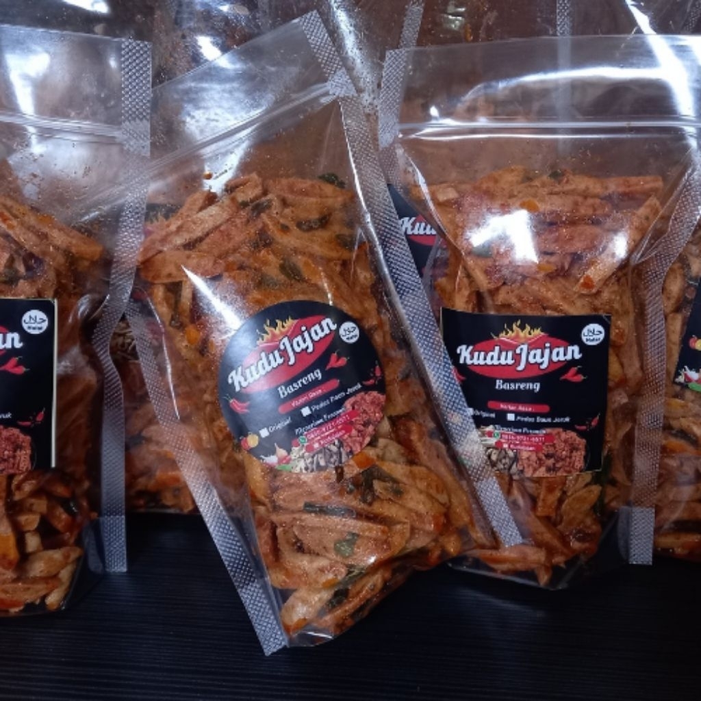 

Kudujajan bakso goreng daging basreng pedas manis daun jeruk ekonomis jajan