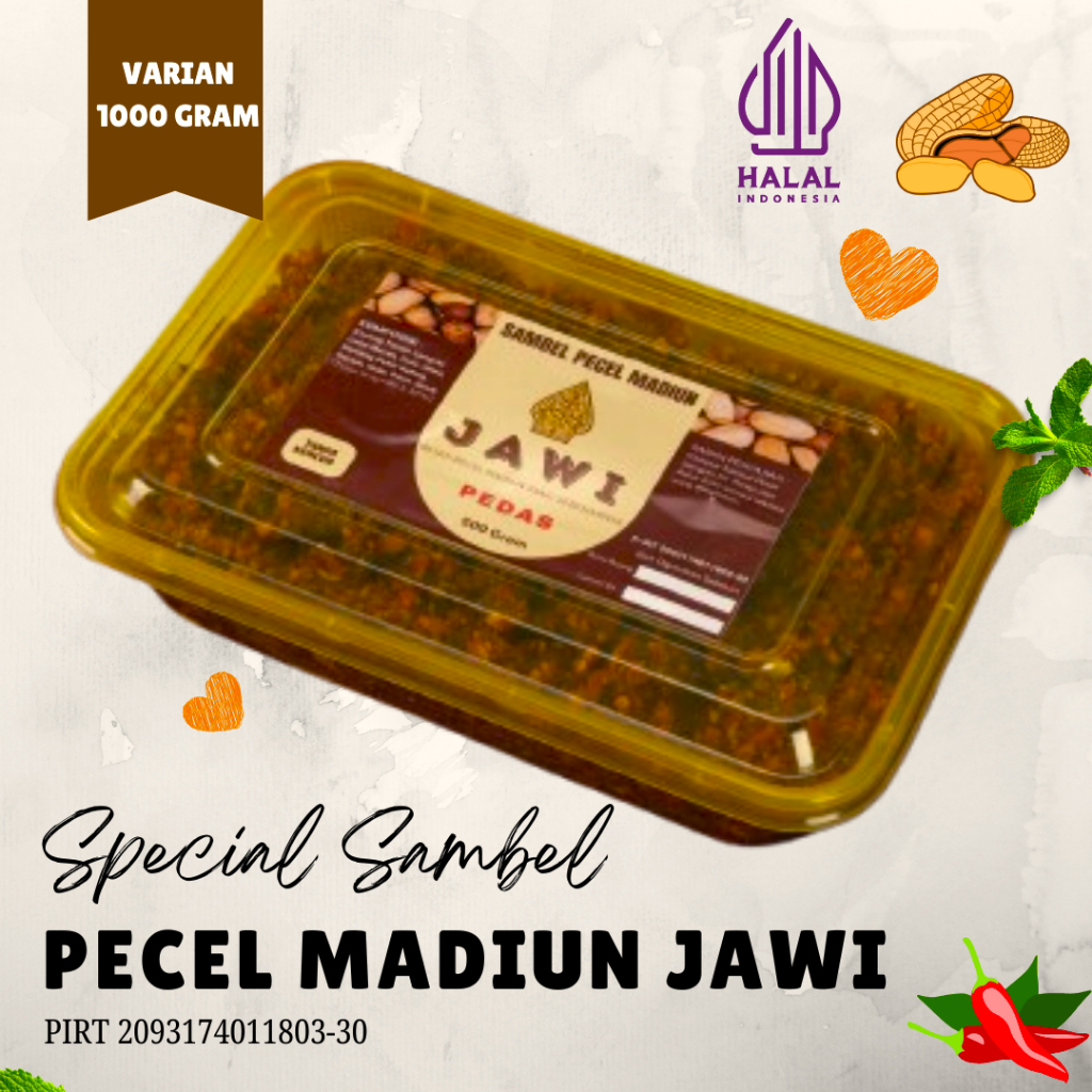 

Sambel Pecel Madiun JAWI Kacang Sangrai Tanpa Pengawet Tanpa Kencur 1000 gram