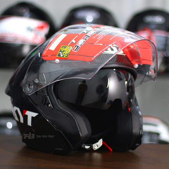 KYT HELM TTR JET MOTIF CARBON GRAPHIC HELM HALFFACE DOUBLE VISOR