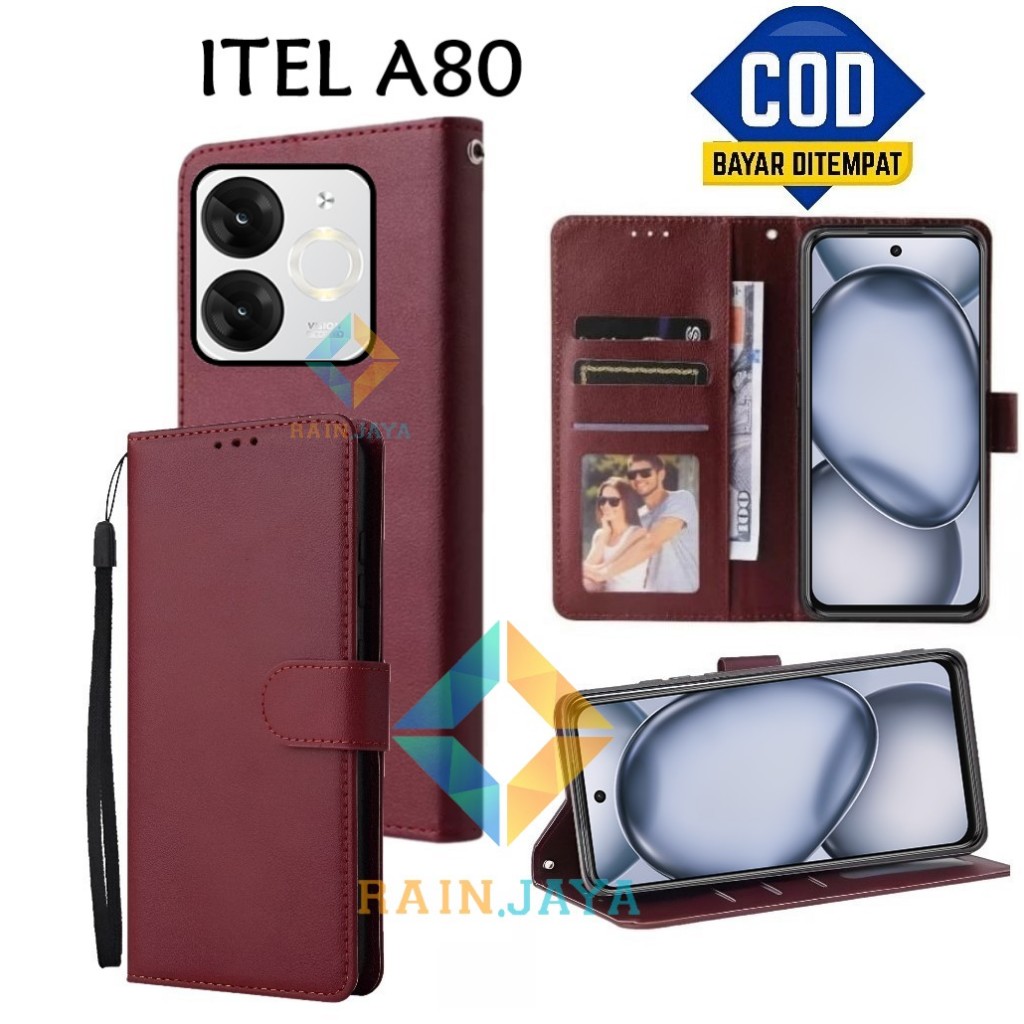 Flip Case Itel A80 Dompet Wallet Leather Case Premium Casing Hp Itel A80