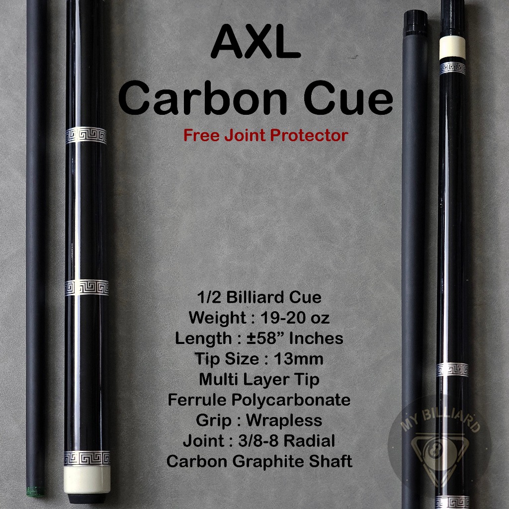 AXL Carbon Cue Stick Billiard 13mm - Stik Billiar AXL Cue Karbon Graphite