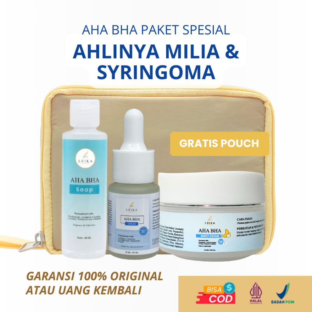 Paket 3in1 Leika Skincare Khusus Milia diWajah Paket Milia diBawah Mata Serum Milia Krim Milia Ampuh