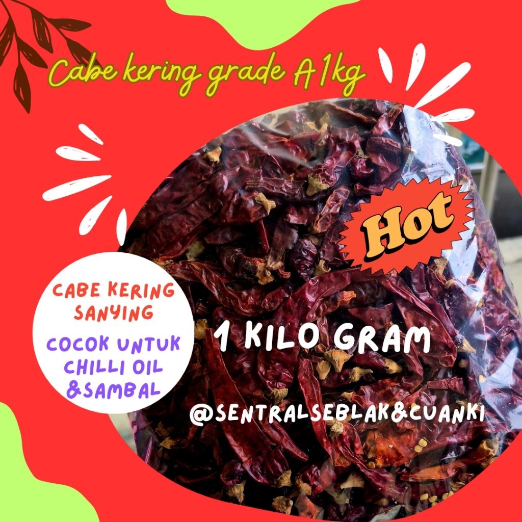 

Cabe kering pedas 1kg termurah gread A free packing bubelwarp