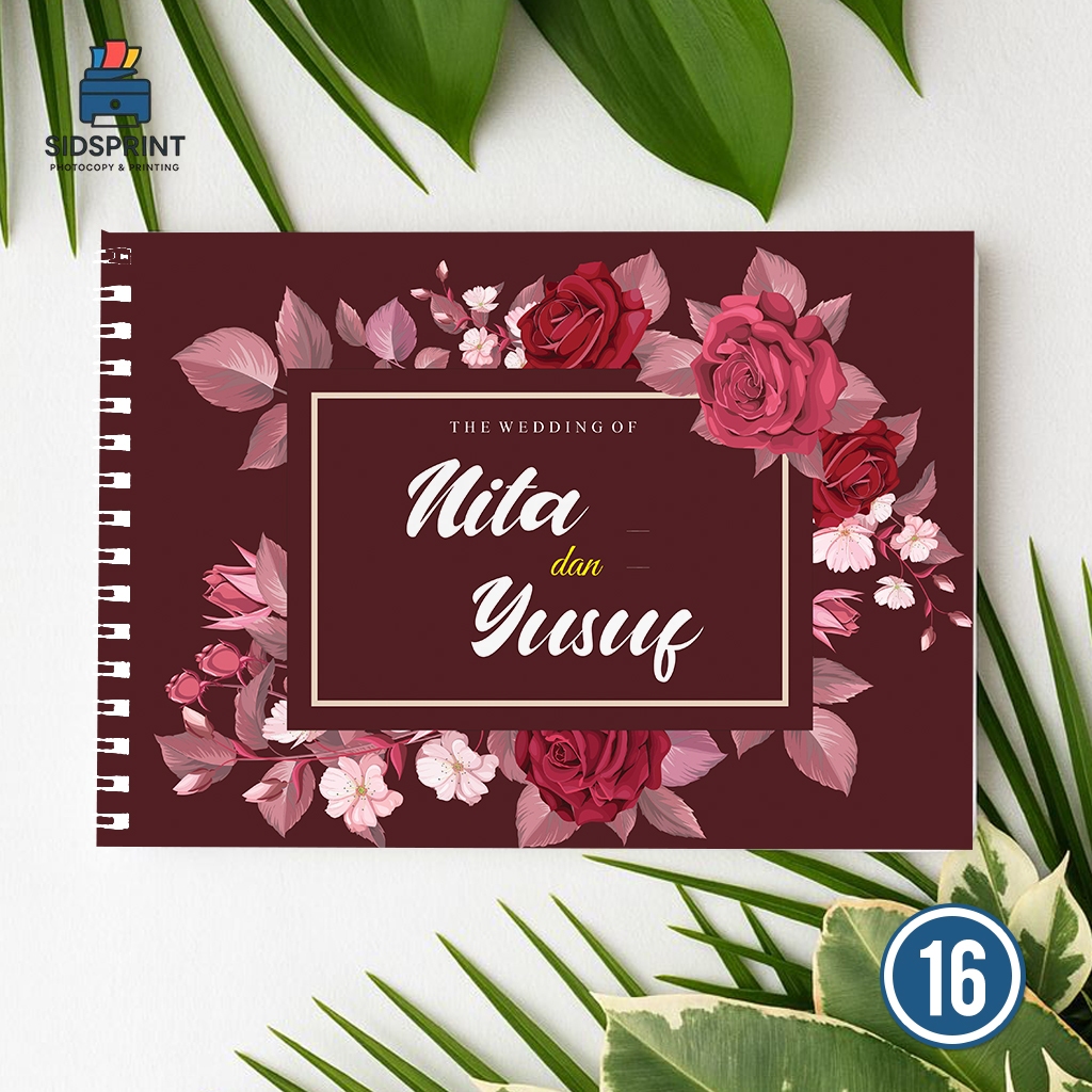 

SidsPrint [BT] Buku Tamu Pernikahan Spiral Ring A4 Softcover Custom Tema Elegan Isi 300 Tamu