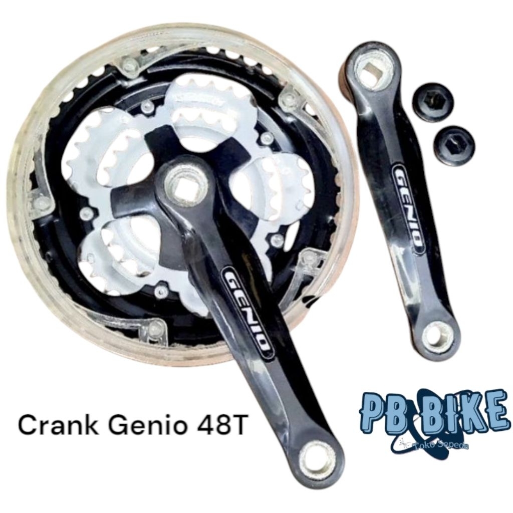 Gear Gir Crank set 3 susun speed 48T GENIO Hitam as besar sepeda gunung MTB federal hitam silver 28/