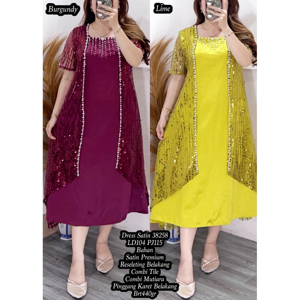 dress rompi tile 38258/dress satin tile/dress mewah