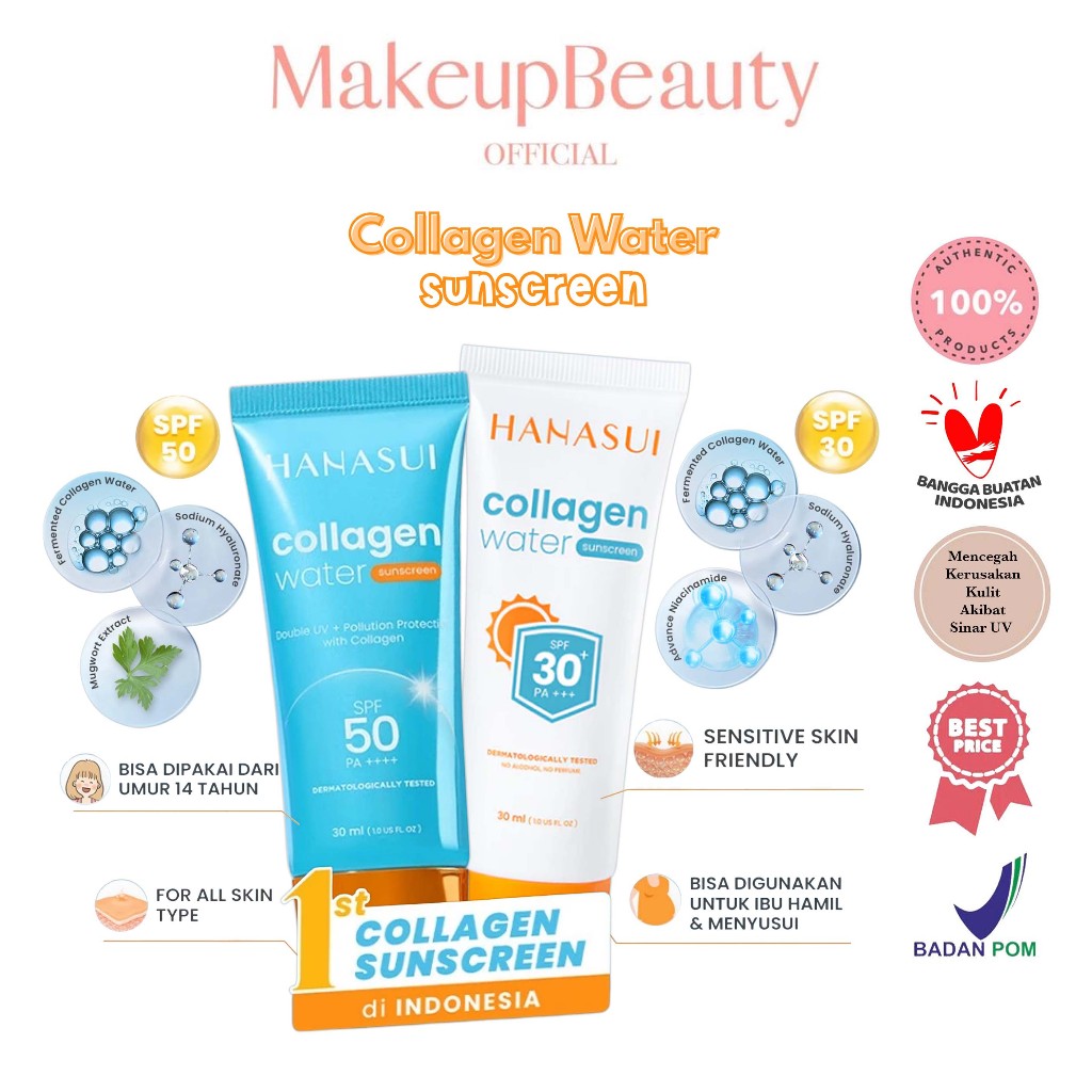 HANASUI Collagen Water Sunscreen SPF 30 | SPF 50 - 30 ml