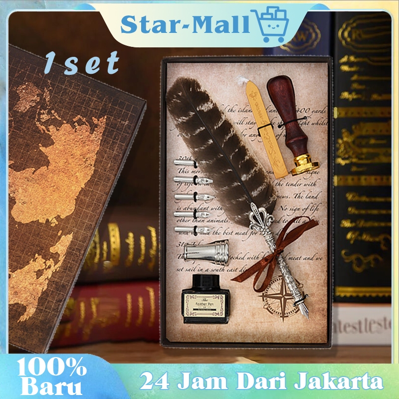 

Kaligrafi Hadiah Vintage Mewah Pen Kaligrafi Feather Quil