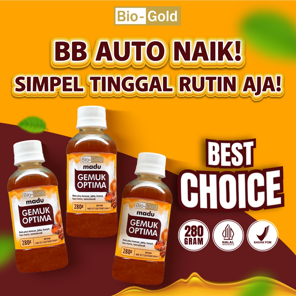 

Paket 3 Botol Madu Gemuk Badan Optima Suplemen Penambah Berat Badan Ideal