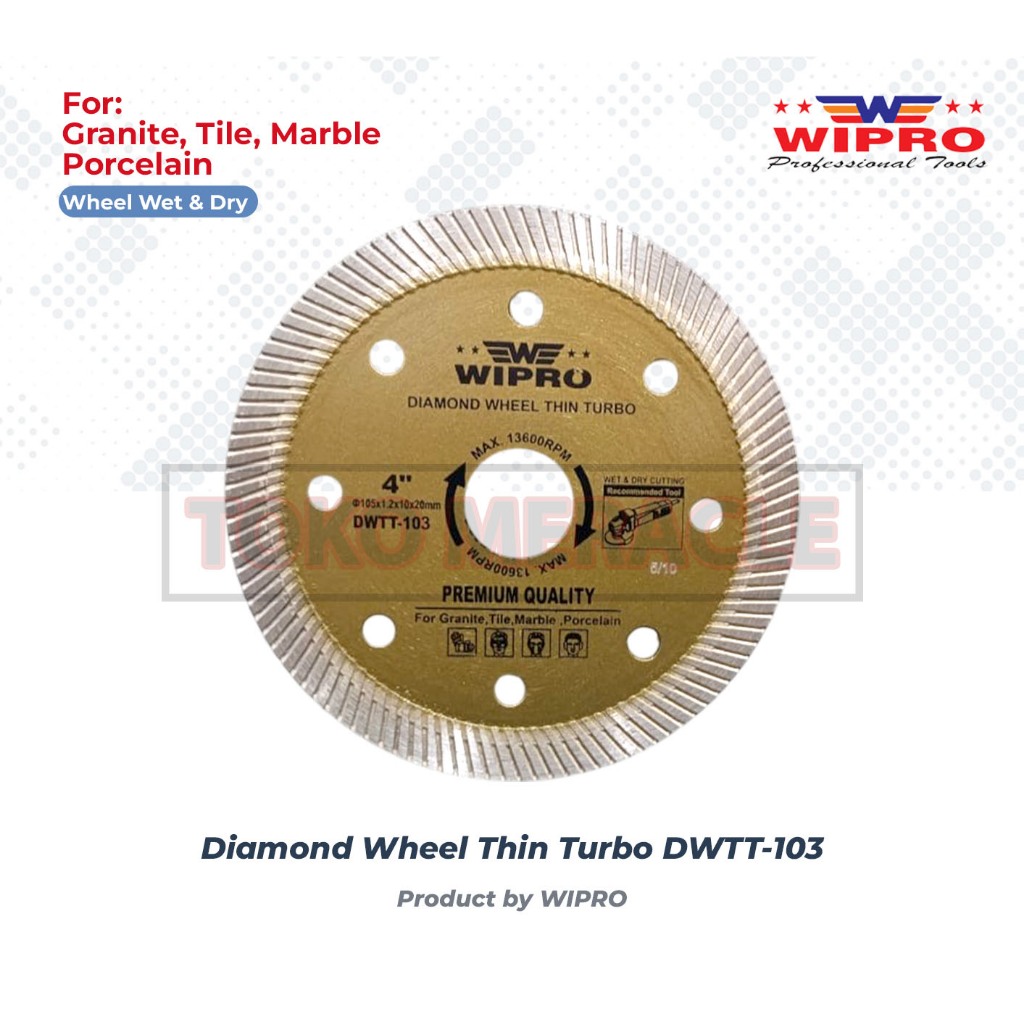[COKLAT] WIPRO DWTT-103 Diamond Wheel Thin Turbo - Mata Gerinda Granit, Keramik, Beton 4"