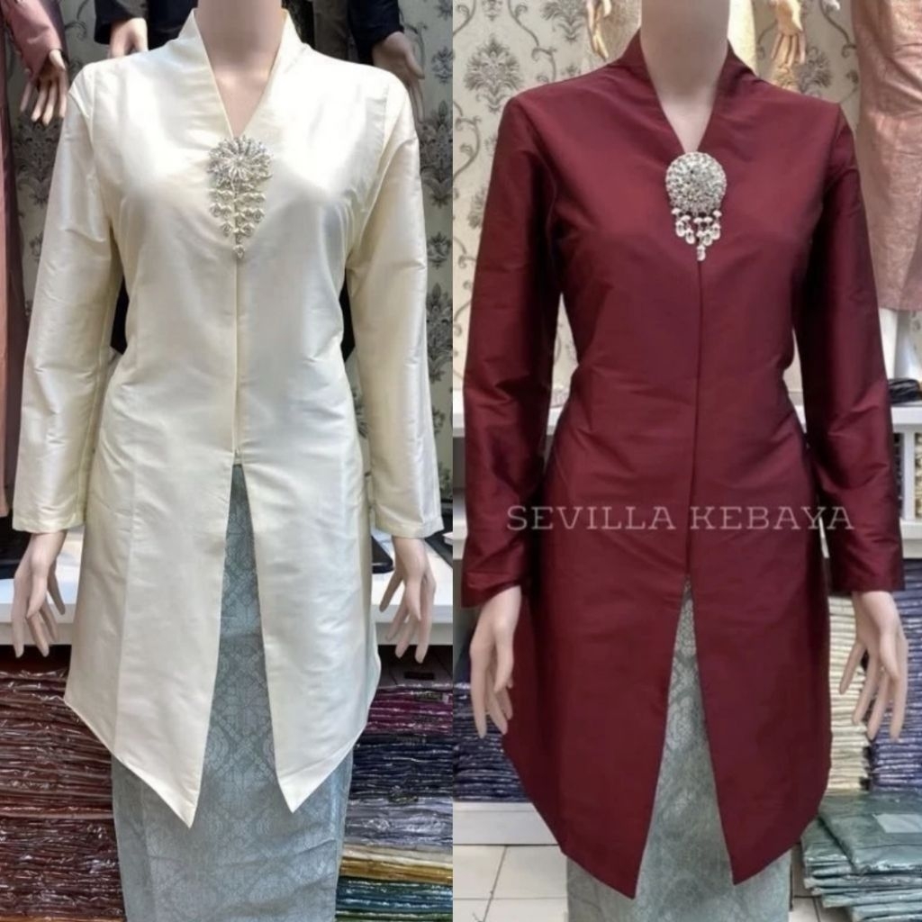 Setelan Kebaya Tafeta encim / Kebaya Perempuan Tunik Melayu / Kebaya Tafeta Jumbo Ld 120 cm / Kebaya