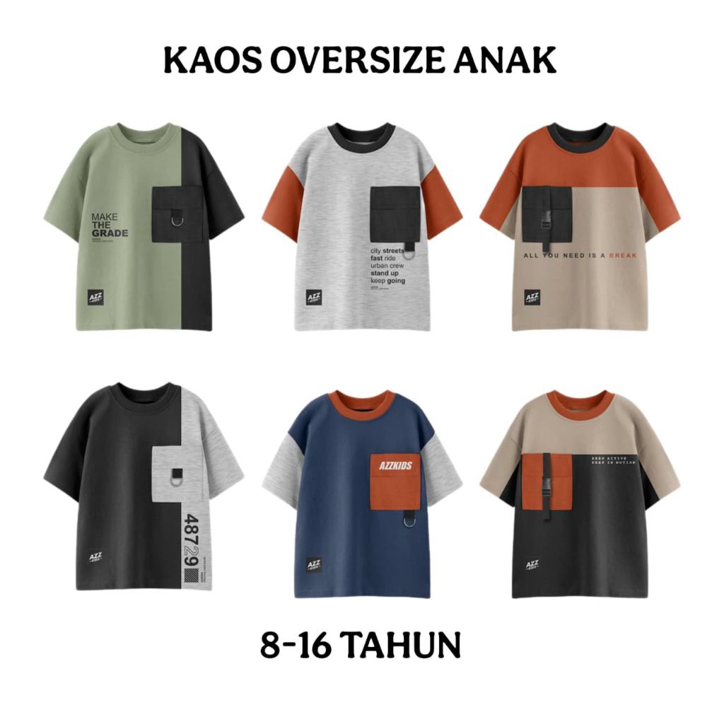 Kaos oversize anak - Baju atasan korea style anak 8-16 tahun