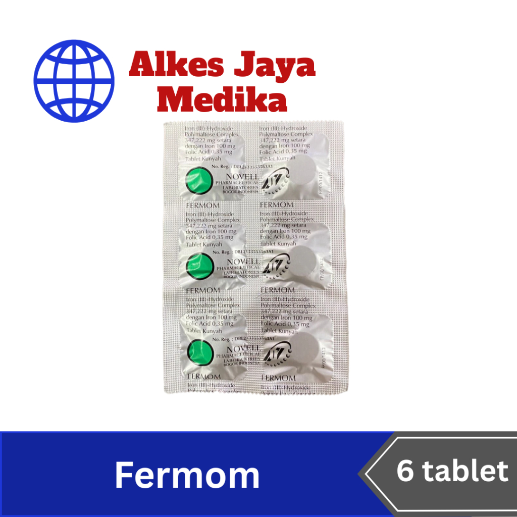 Fermom Isi 6 Tablet Kunyah - Obat Penambah Darah