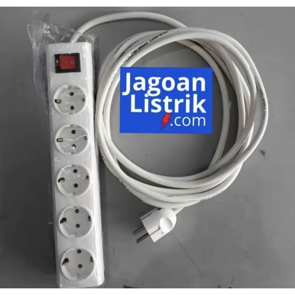 Set Rakit Stop Kontak 5 Lubang Broco + Kabel Supreme + Steker Broco (Panjang Kabel pilih di Varian) 