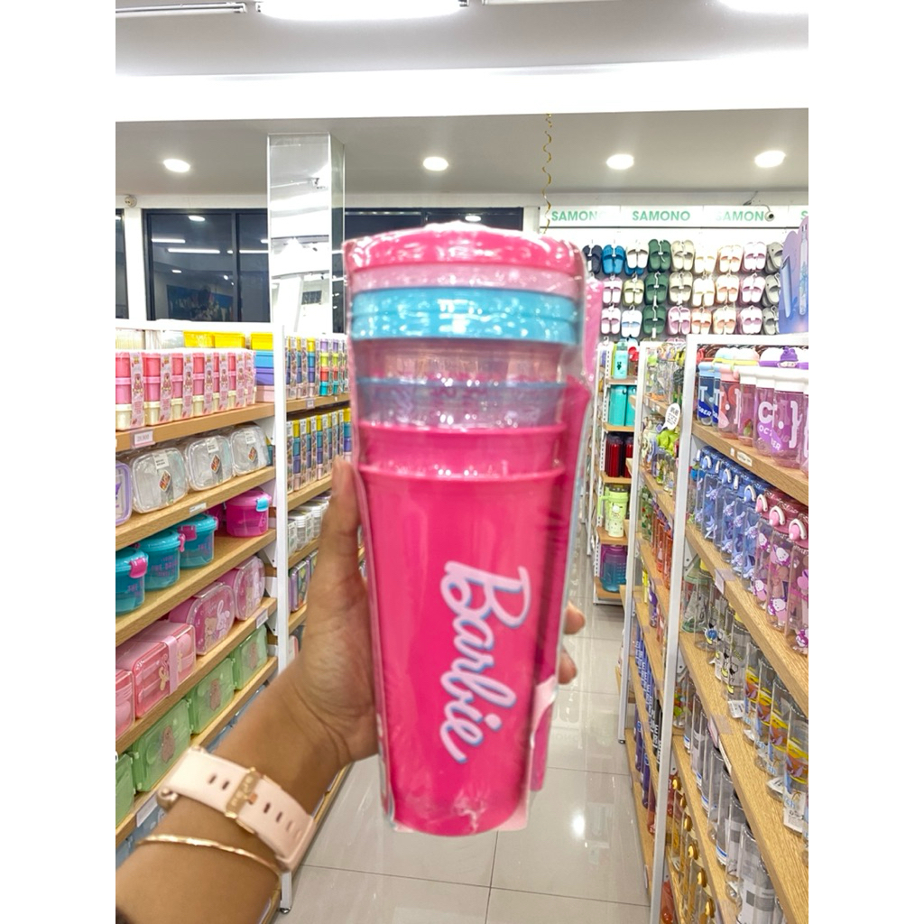 Miniso Barbie Glass Tumbler Plastic 520ml / Miniso Barbie Gelas Tumbler Botol