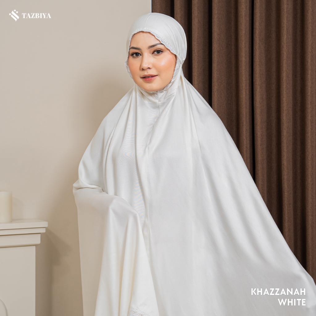 PROMO MUKENA TAZBIYA RENDA KHAZZANAH WHITE I MUKENA PUTIH UMROH I MUKENA UMROH HAJI
