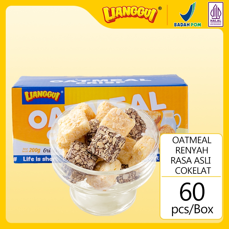 

30+30pcs Lianggui Oatmeal Crisp Halal Biskuit Gandum Original Cemilan Sehat untuk Teh Sore Kantor