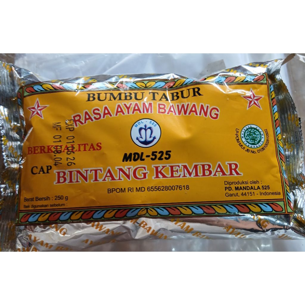 

Bumbu Tabur MDL -525 Rasa Ayam Bawang Cap Bintang Kembar- 250 g
