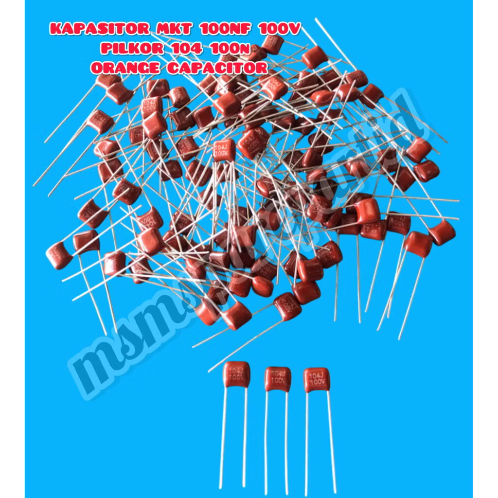 KAPASITOR MKT 100NF 100V PILKOR 104 100n ORANGE CAPACITOR