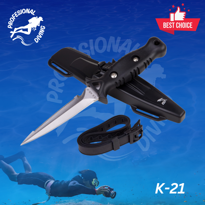 Pisau Selam Stainless Steel Pointed Blade Knife K-21 IST