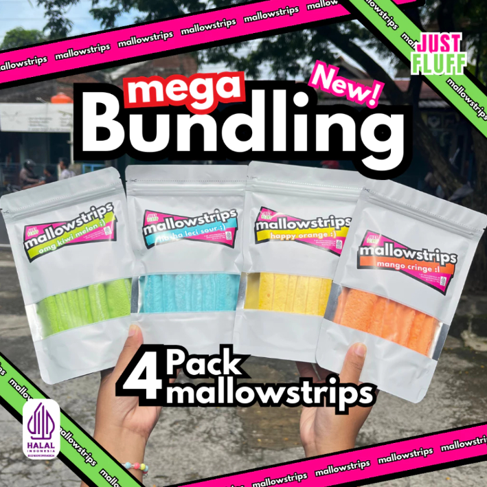 

4 PACK MALLOWSTRIPS [COMPLETE] JUSTFLUFF MARSHMALLOW [HALAL] [4 PACK]