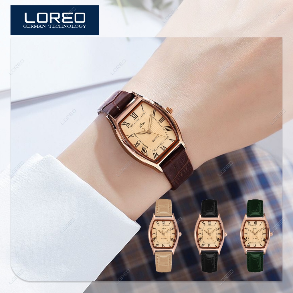 Loreo Jam Tangan Wanita Retro Strap PU Analog Quartz Watches