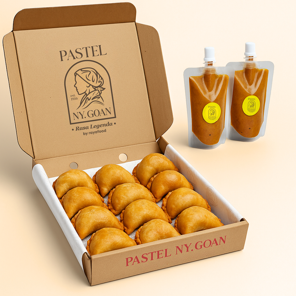 

Pastel Ny. Goan - 12 Pcs | Varian Ayam Original & Daging Sayur + Sambal Kacang Spesial