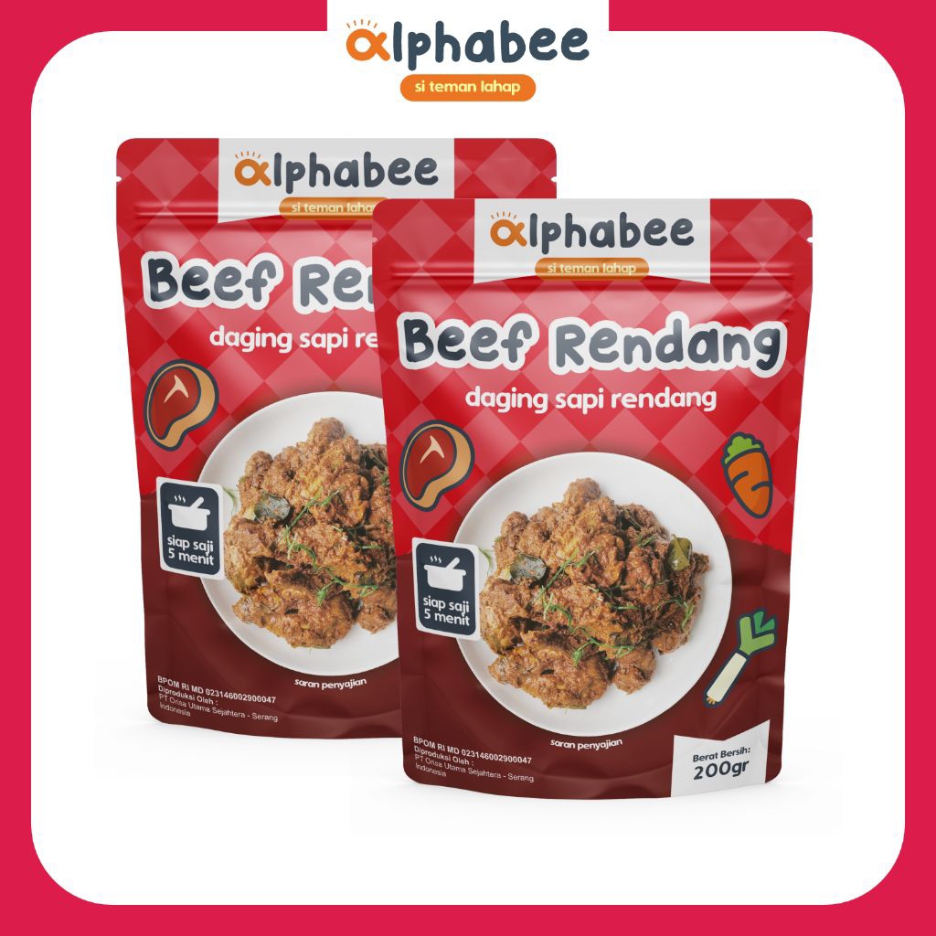 

(ISI 2) ALPHABEE Frozen Food Beef Rendang 100gr | Cemilan Anak | Snack Sehat | Bekal Simple untuk Anak