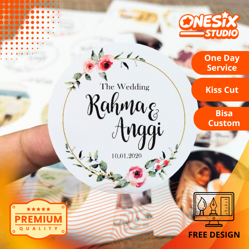 5-7 Sticker Wedding Souvenir Stiker Pernikahan Custom Ucapan Nikah Nikahan