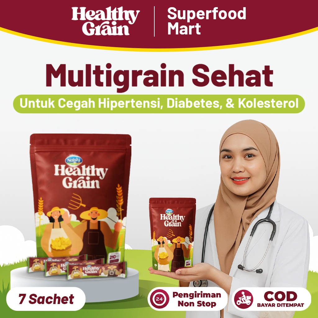 

Healthy Grain Multigrain Superfood Cegah Hipertensi Diabetes Kolestrol dan Jantung 1 Pouch