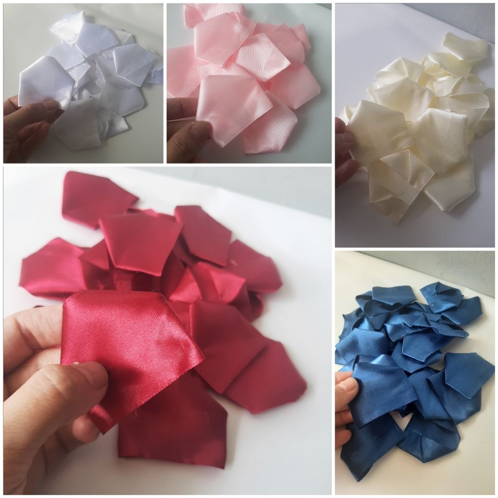 

50Pcs Kelopak Mawar Satin Aneka Warna Ukuran 5cm