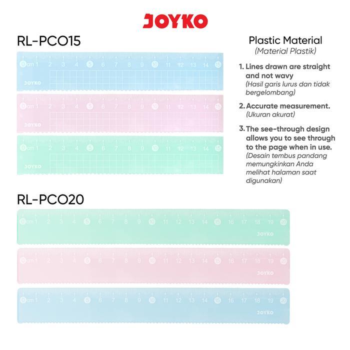 

Penggaris Akrilik Pastel Joyko RL-PCO 15cm ~ 20cm Original (1 PCS) / Acrylic Ruler Tebal RL-PCO15 15 cm RL-PCO20 20 cm Per Pcs