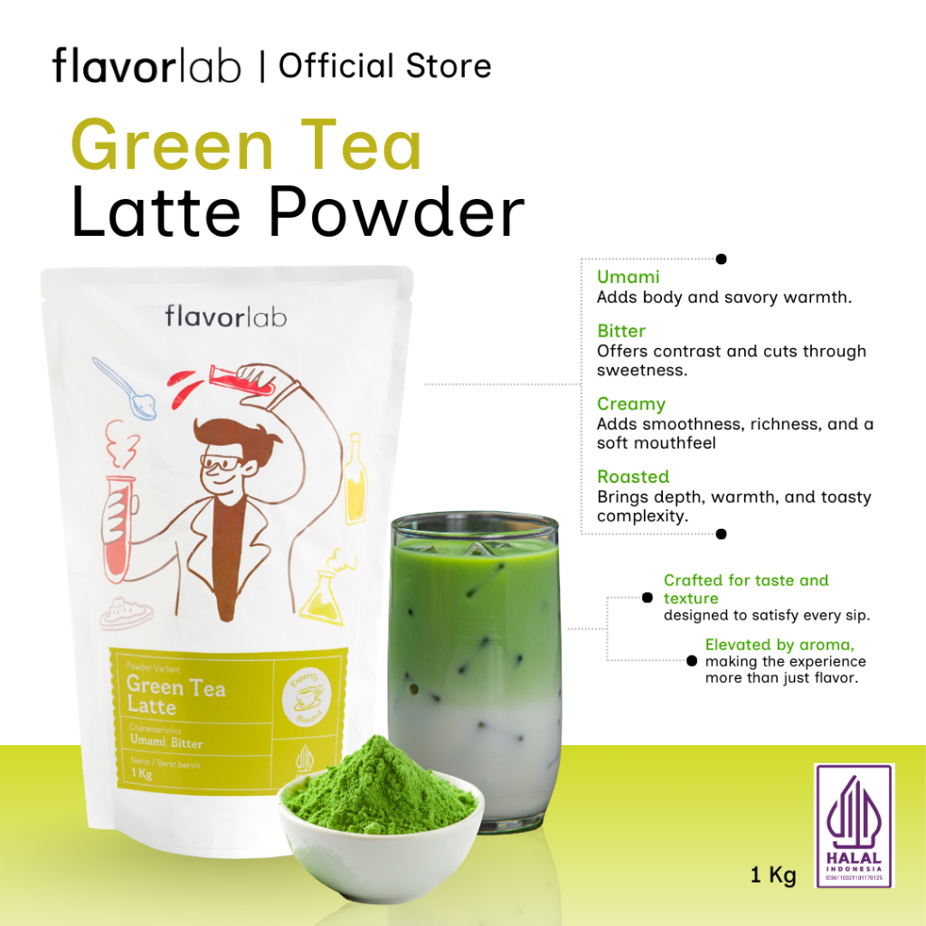 

Flavorlab Green Tea Latte Instant Matcha Drink – Bubuk Minuman Premium untuk Kopi & Susu (Halal)