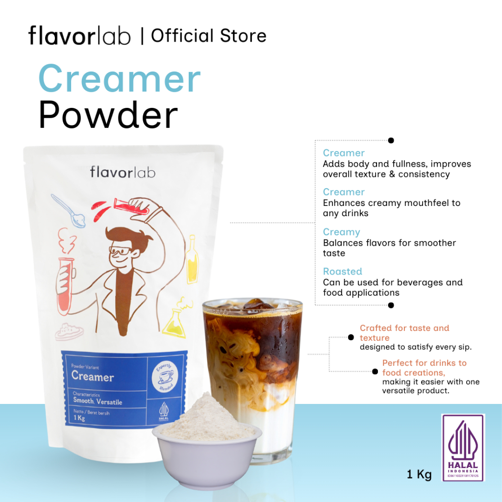 

Flavorlab Creamer Powder Premium 1kg | Bubuk Krimer untuk Kopi, Es Teler, Minuman dan Pastry Dessert