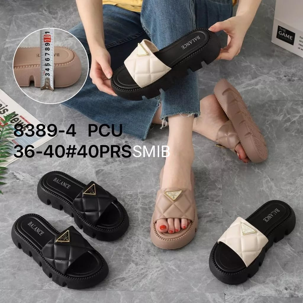 Sandal Selop Wanita Karet Import BALANCE Motif Ringan Empuk Sol Tebal 5CM