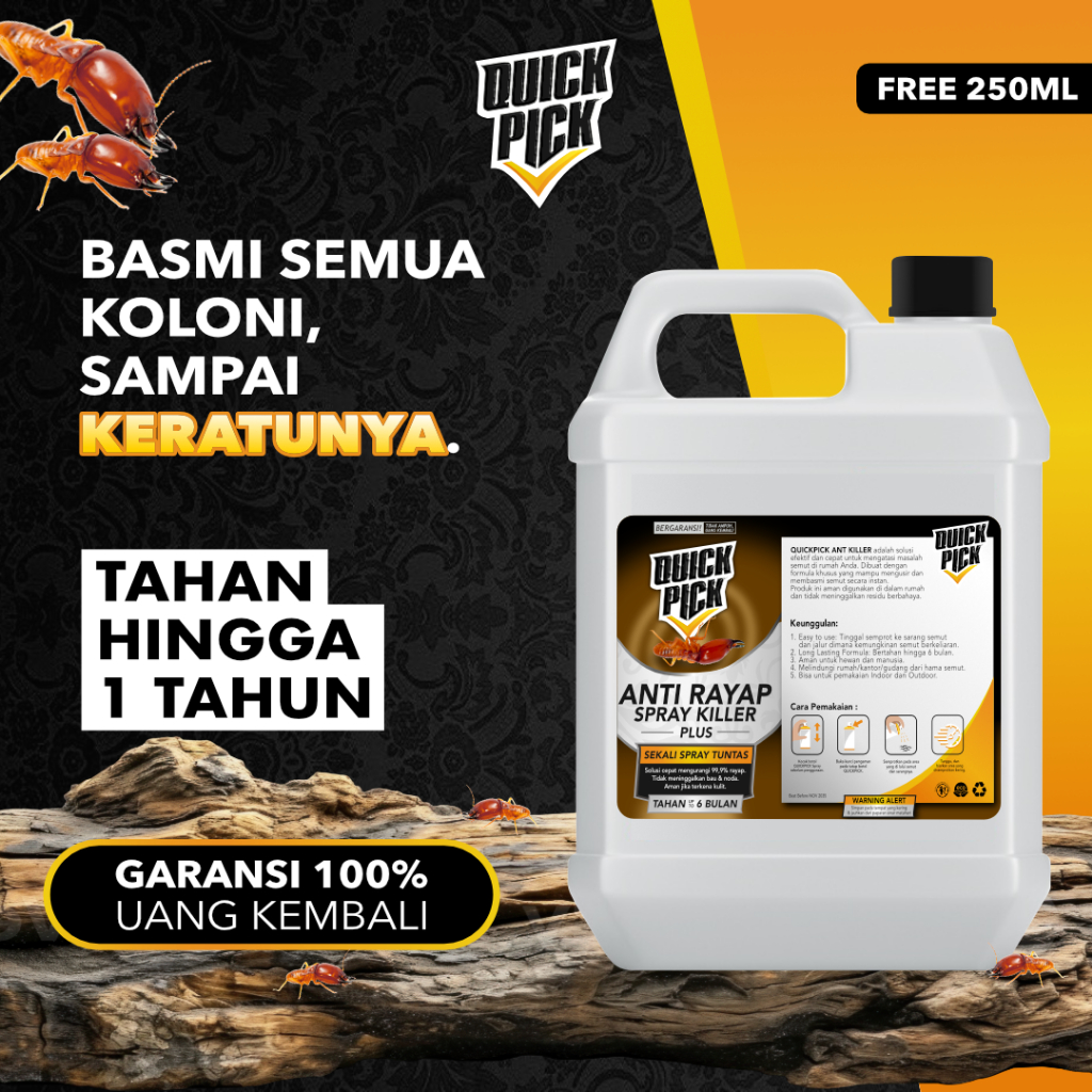 PEMBASMI RAYAP PALING AMPUH QUICKPICK (FREE 250ML) Anti Termite 100ML 250ML 1L Spray Obat Racun Semp