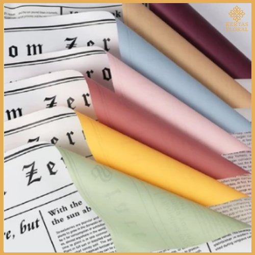 

Bicolor Buff Newspaper Cellophane Koran Kertas Buket Bunga Wrapping Paper Lembaran Waterproff KB6038