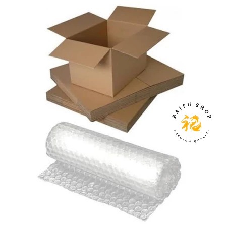 

Packing tambahan bubble wrap dan kardus