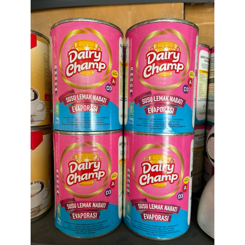 

DAIRY CHAMP EVAPORASI 390gr - SUSU EVAPORASI DAIRY CHAMP 390gr kemasan satu dus/48 pcs