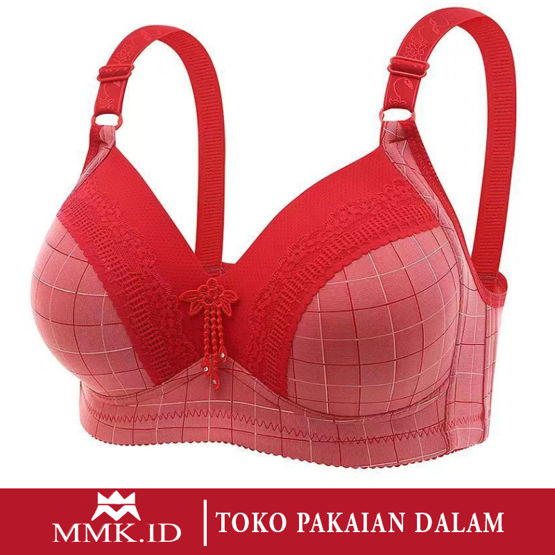 Bra Wanita Ukuran Jumbo Bh Big Size Motif Kotak Busa Tebal Import