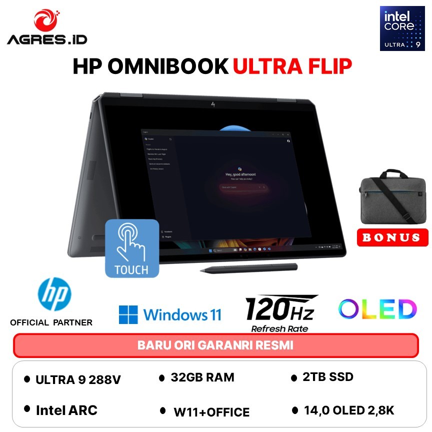 HP OMNIBOOK ULTRA FLIP 14 OLED ULTRA 9 288V - RAM 32GB 2TB W11+OHS 14.0 2.8K VRR 120HZ-FH0334TU