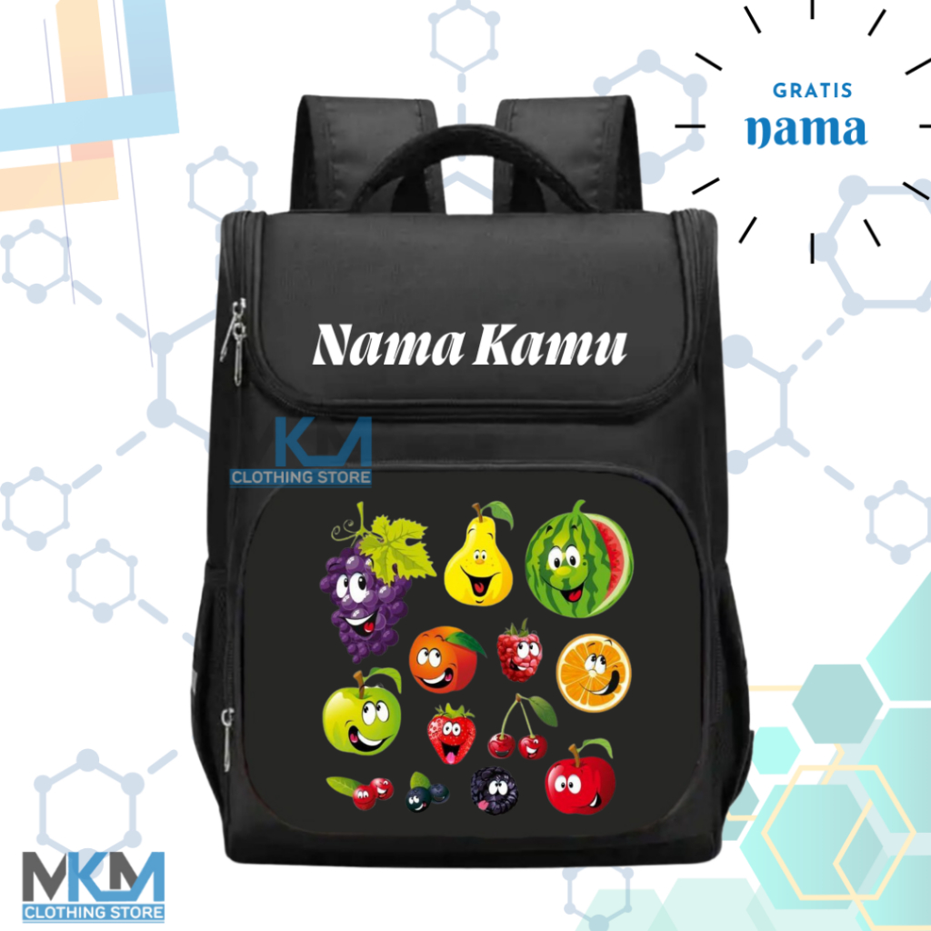 Tas Sekolah Anak SD/TK Buah Buahan I Tas Ransel Sekolah Anak TK/SD Buah Buahan [ Free Cetak Nama ]