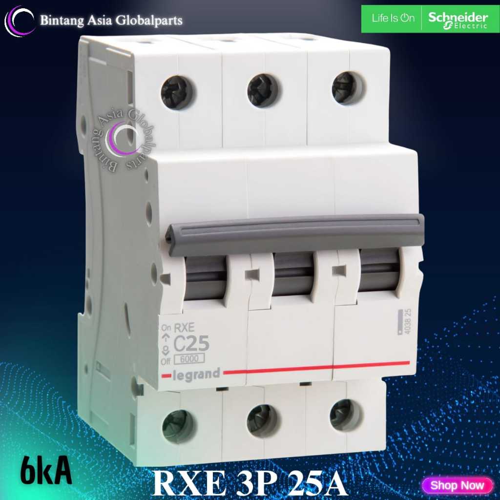 MCB 3p 25a Legrand Original / MCB 3 Phase 25 Ampere RXE Ori / MCB 3 Pole 25a 6kA