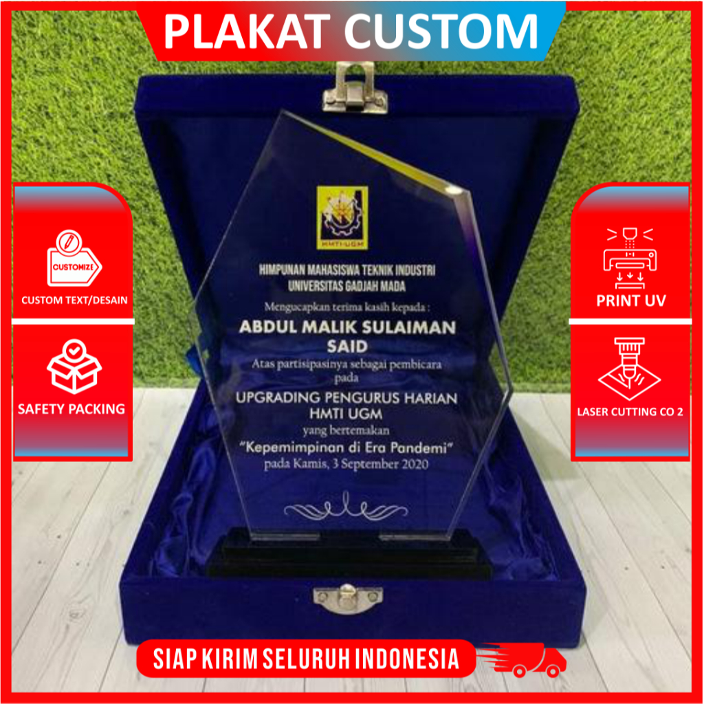 Harga Promosi Plakat Akrilik Tebal 5mm Kenang-Kenangan KKN, PKL Print UV Anti Pudar