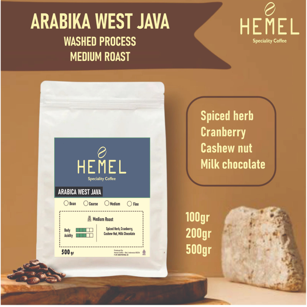 

Hemel Coffee - Kopi Arabika West Java Specialty – Biji Kopi & Bubuk 500gr / 200gr / 100gr