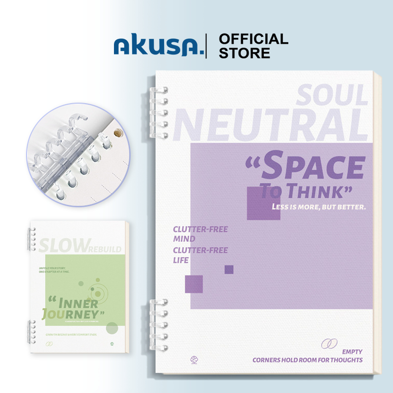 

AKUSA Binder Note A5/B5 60 Lembar Buku Catatan Jurnal Transparan Dengan Pembatas Ring Besi BN009