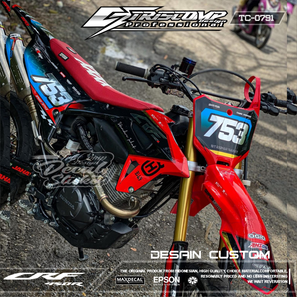 (COD) DECAL STICKER CRF 450 / CRF 150 L DESAIN KEREN KOMBINASI CHROME SILVER TIMBUL GOLD BEBAS COSTU