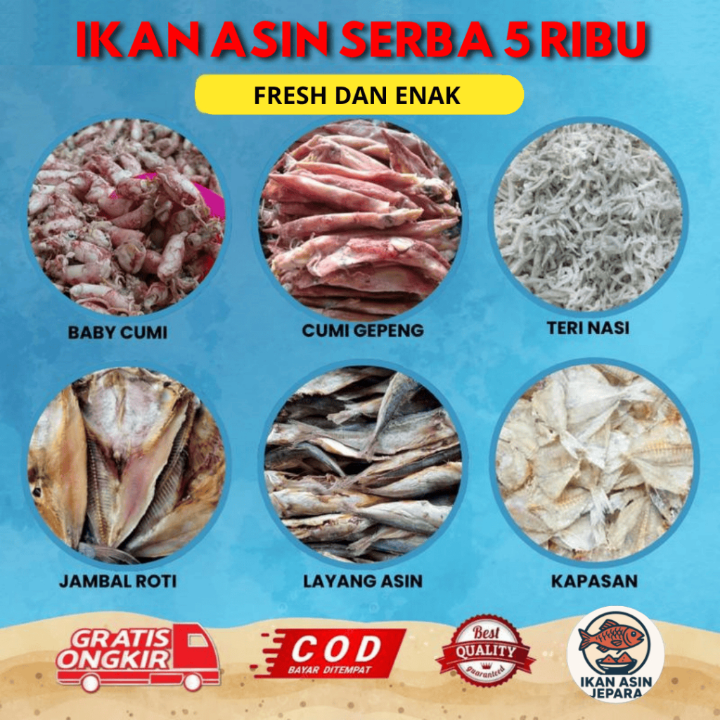 

ikan asin murah fresh serba 5000 goceng harga grosir