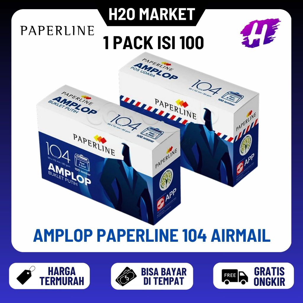 

Amplop PAPERLINE 104 Airmail (1 Pak isi 100 Lembar) Ukuran 9.5 x 15.2 cm / Amplop Paperline 104 APS / Paperline Amplop 104 Airmail / Amplop Airmail Paperline 104