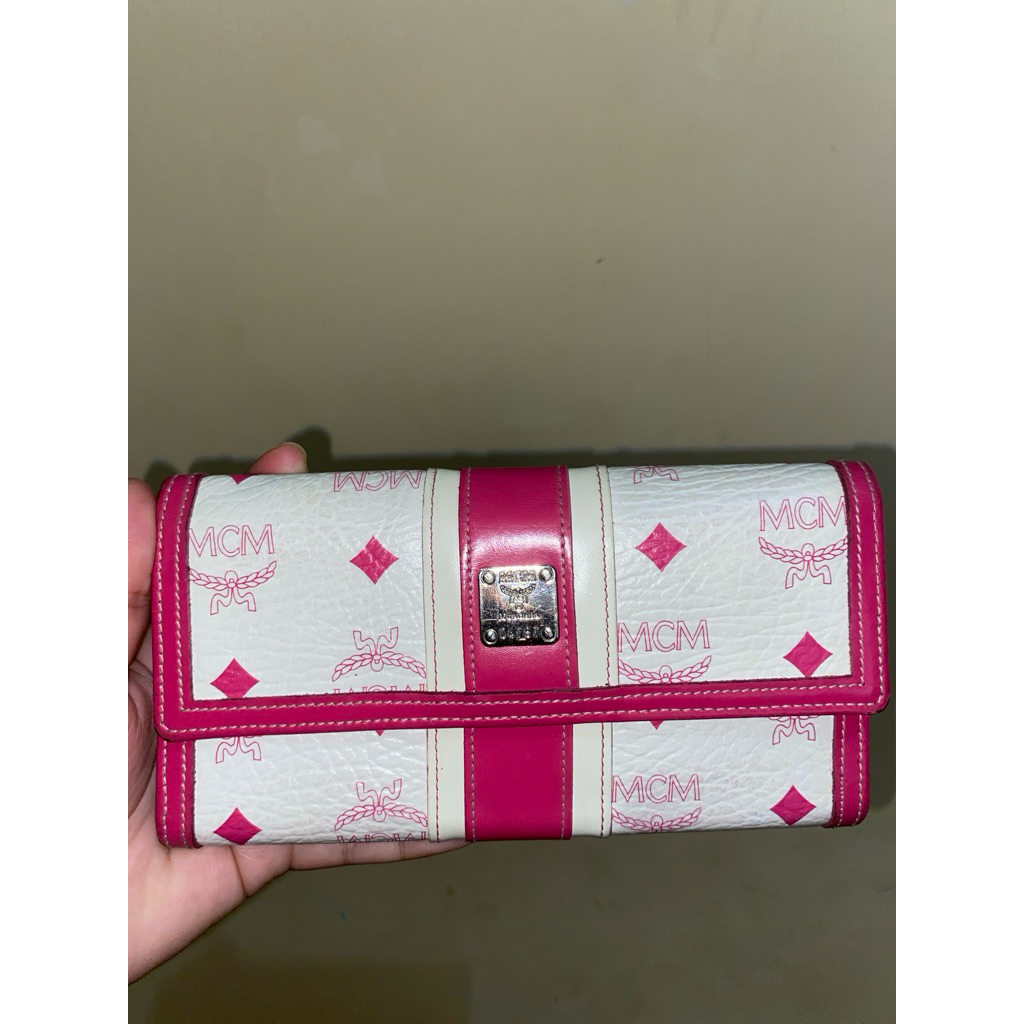 PRELOVED DOMPET MCM WARNA PINK/PUTIH